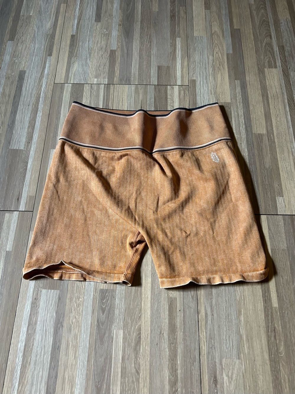 FP Movement Varsity Tipped Ribbed Biker Short Orange with Navy Trim Size XS/S